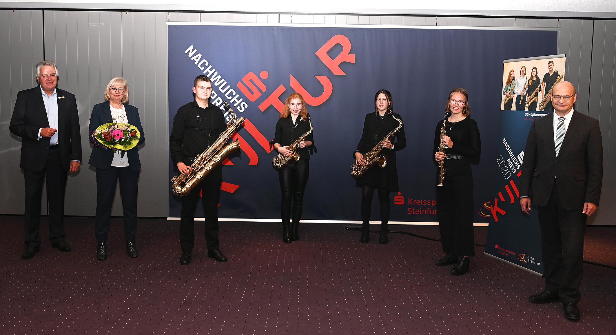 Das Saxophonquartett der Musikschule Rheine erhielt den Sparkassen Nachwuchspreis 2020 Das Saxophonquartett der Musikschule Rheine erhielt den Sparkassen Nachwuchspreis 2020