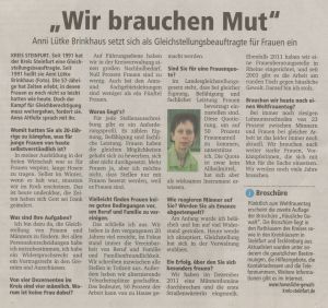 Interview mit der Gleichstellungsbeauftragte Anni Lütke-Brinkhaus Interview mit der Gleichstellungsbeauftragte Anni Lütke-Brinkhaus