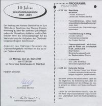 Programmheft der Festveranstaltung zum 10-jährigen Jubiläums der Gleichstellungsstelle Programmheft der Festveranstaltung zum 10-jährigen Jubiläums der Gleichstellungsstelle