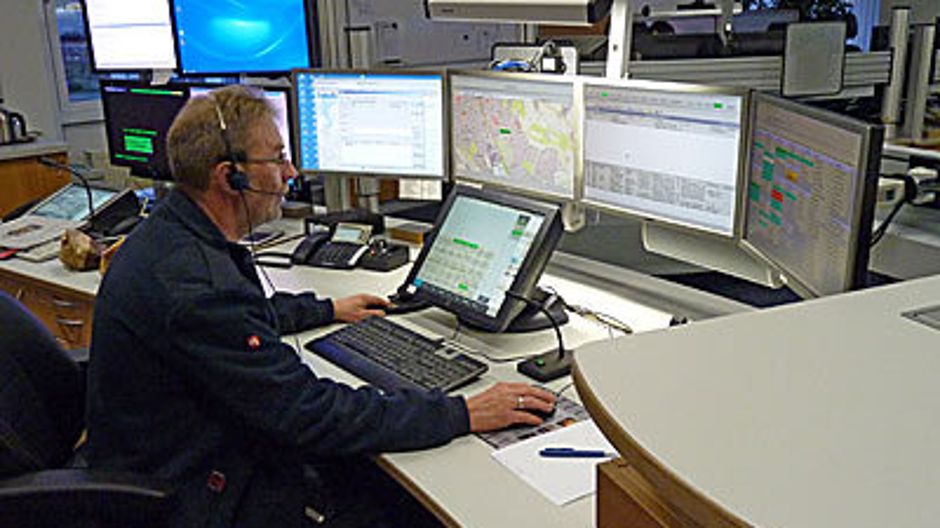 Notrufabfrageplatz in der Kreisleitstelle Steinfurt