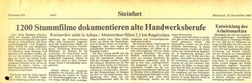 Zeitungsartikel über das Kreisarchiv