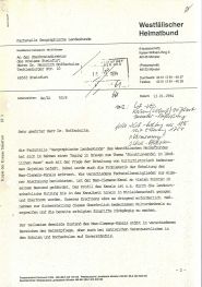 Beschwerdeschreiben des Westfälischen Heimatbundes