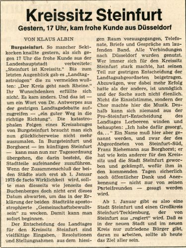 Zeitungsartikel der „Münsterschen Zeitung“ vom 9. Mai 1974