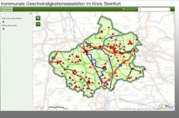 Übersichtskarte der Kommunalen Geschwindigkeitsmessstellen im Kreis Steinfurt